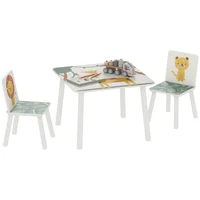 Aiyaplay Table et chaises pour enfants 3 pièces en bois de pin 60X60X44 cm 1