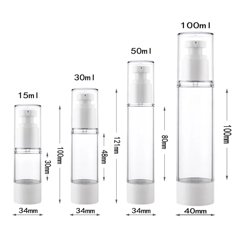 15/30/50/100ML Refillable Bottle Airless Vacuum Portable Empty Lotion/Spray Travel Pump Cosmetic Container Makeup Tool