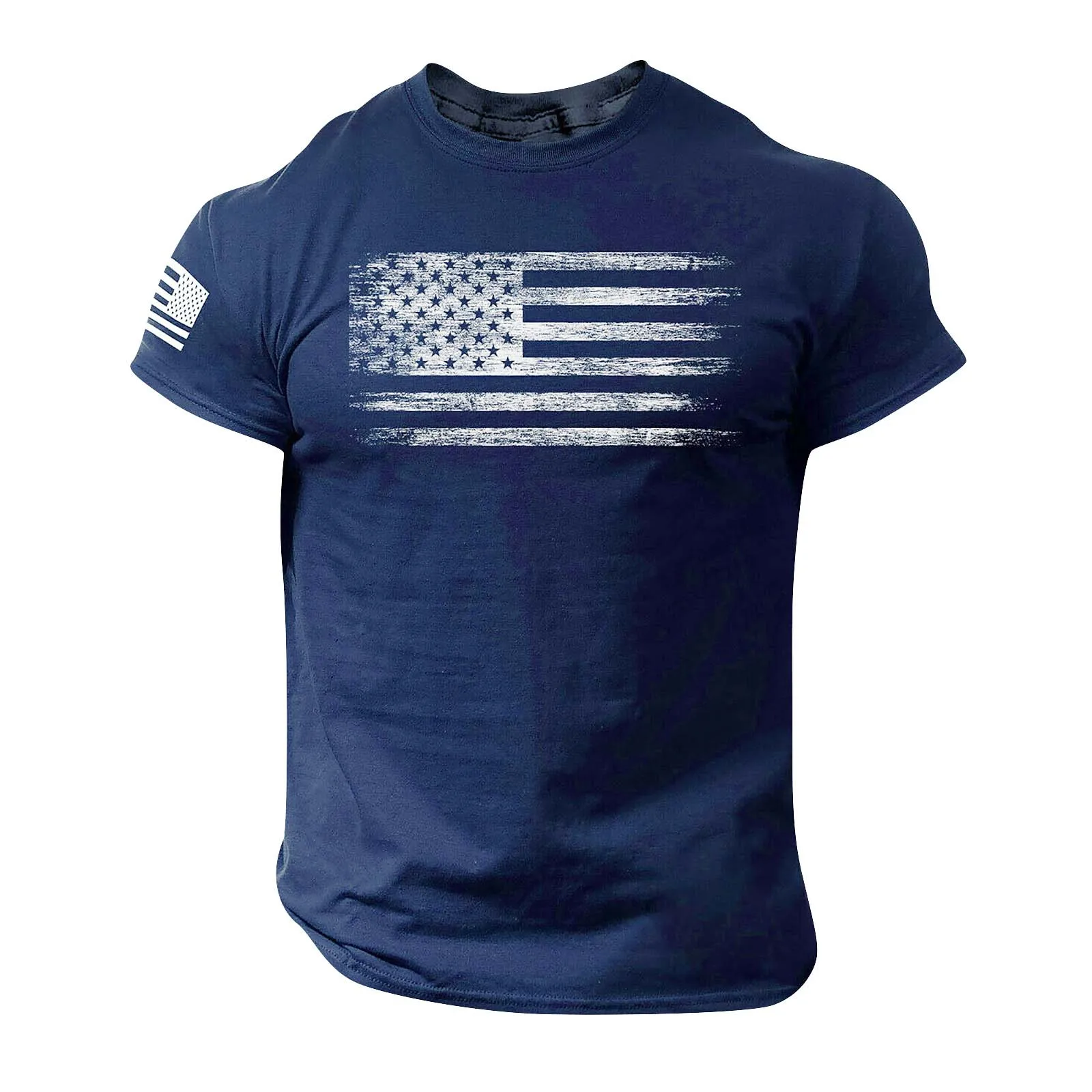 

Men'S Street Short Sleeved Top Men Independence Day Printed Short Sleeved Personalized Fashion T-Shirt Round Neck Shirt For Men