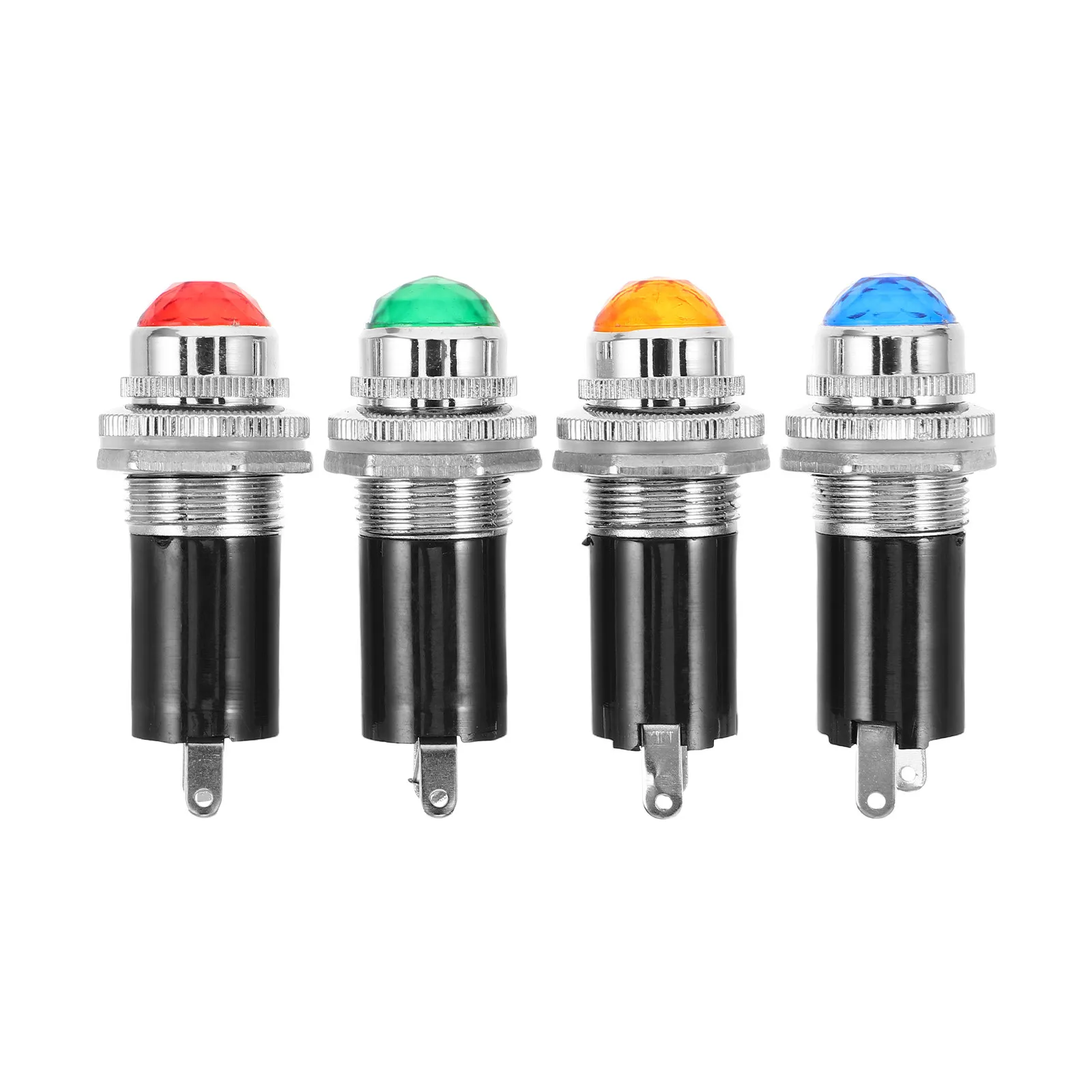 4개 패널 마운트 LED 표시등 금속 하우징 신호등, 무대 오디오 장비용 6.3V 0.15A 컬러 파일럿 라이트 세트 (빨간색)