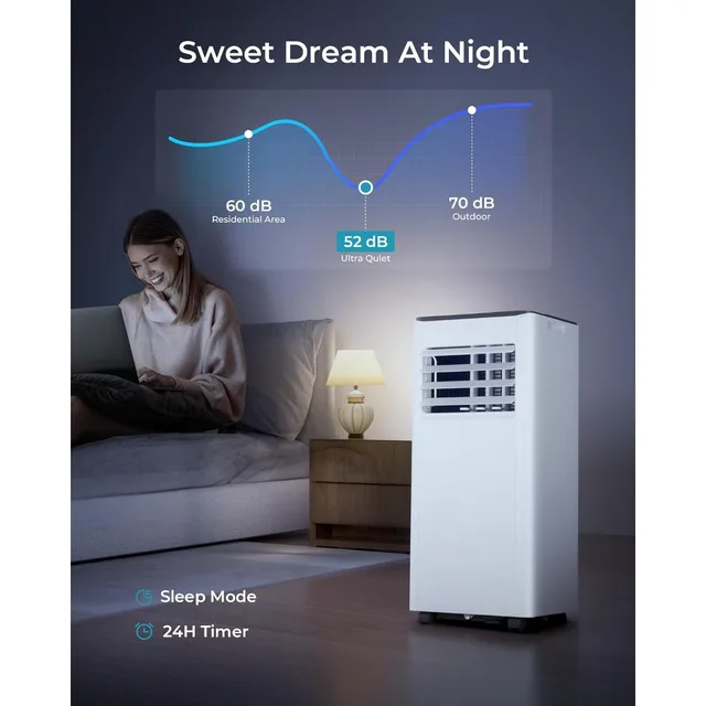 8,000 BTU Portable Air Conditioners, 4-in-1 Portable AC Unit Up to 350 Sq.Ft, 4 Modes Quiet Air Conditioner with Remote Control 1