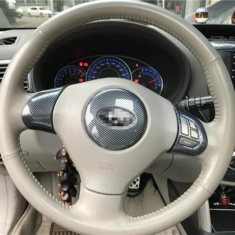 

3Pcs Carbon Fiber ABS Car Steering Wheel Panel Cover Trim Styling Sticker Fit For Subaru Forester 2008-2012