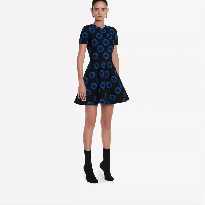 

Vintage Lady Short Sleeves Bodycon Blue Dress