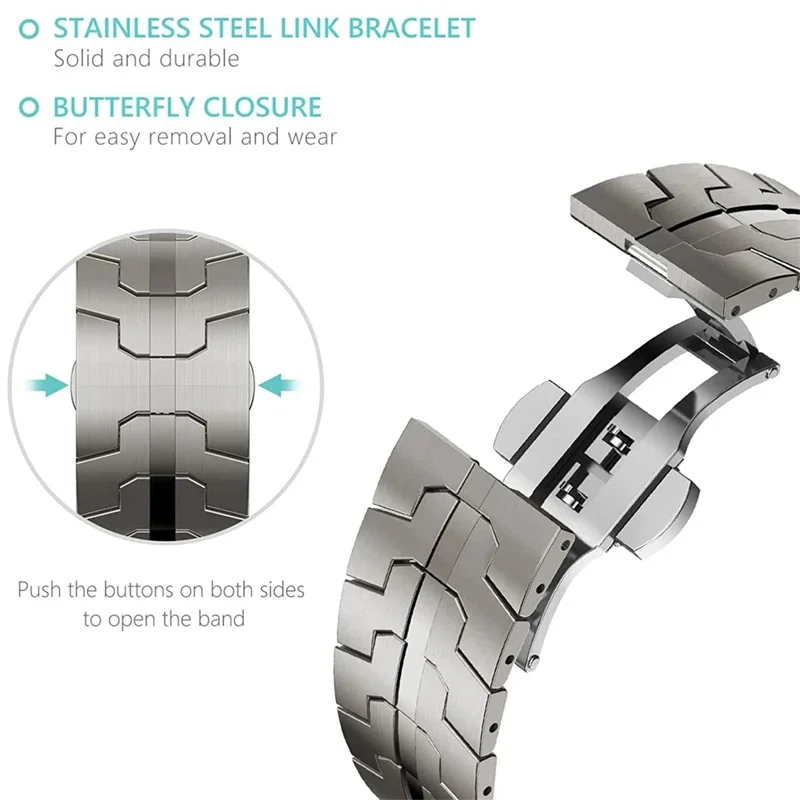 Elegant Stainless Steel Watch Strap - Premium Metal Bracelet Accessory