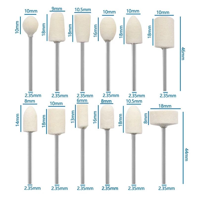

12 шт. шерстяная полировальная головка 2,35 мм хвостовик для детской фотогравировки абразивные инструменты шлифовальное вращающееся сверло