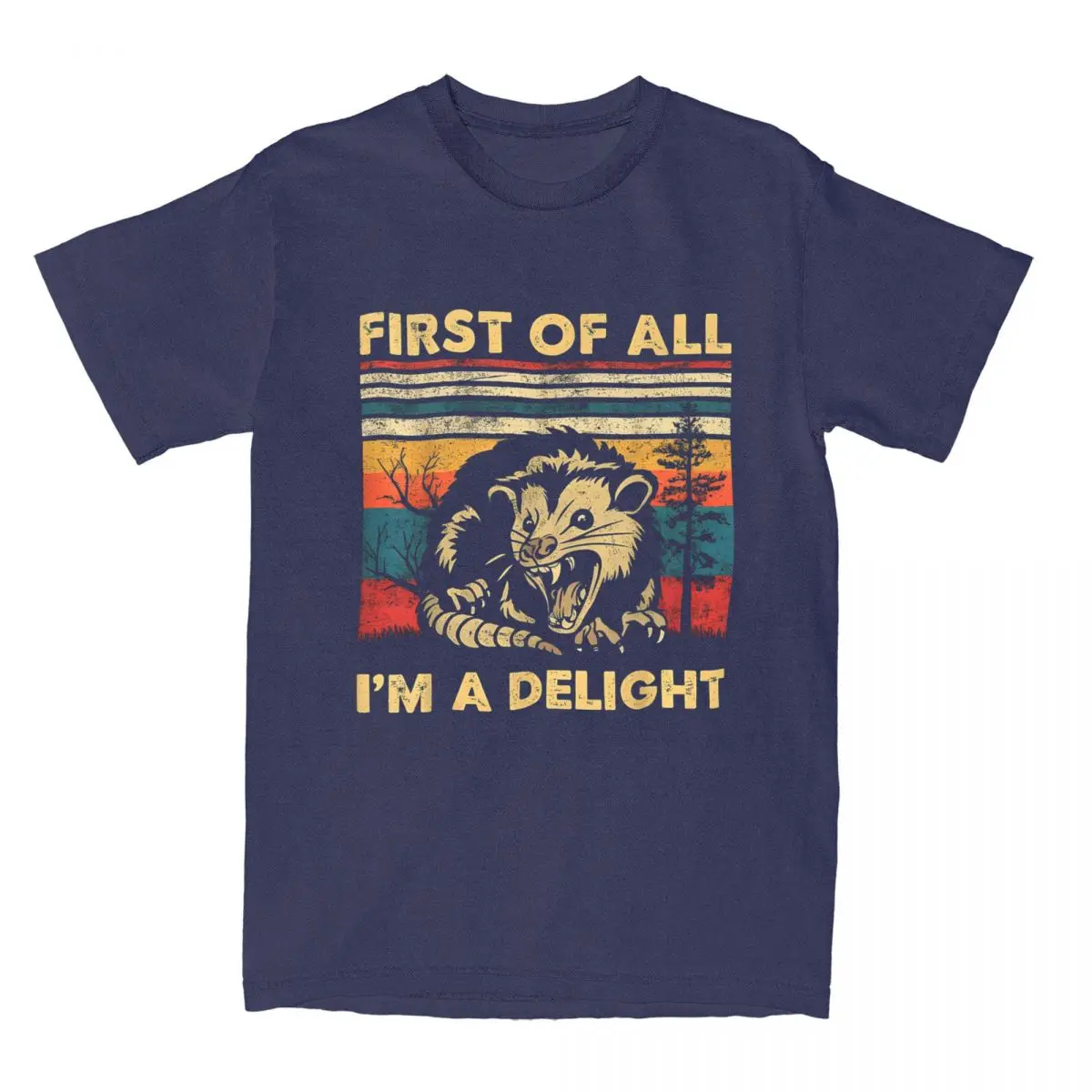 Summer First of All I'm A Delight Sarcastic Angry Opossum T Shirts Apparel Possum Meme Cotton T-shirt Clothes Hipster Tee Shirt