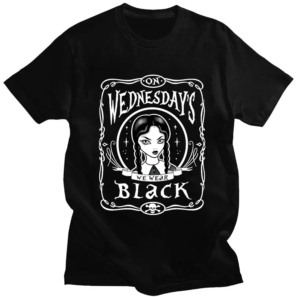 

Funny Wednesday Addams Print T Shirts New TV Series Harajuku T Shirt Men's Women's Gothic Short Sleeve Loose Street Cool T-shirt