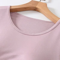 Women's Modal One-Piece T-Shirt With Built In Bra Short-sleeved Slim Fit Soft Breathable Casual All-Matching Tops - Image 4