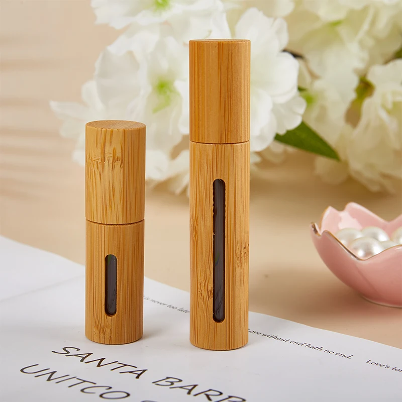 대나무 나무 빈 에센셜 오일 병 리필 가능한 향수병, 무화기 스프레이 화장품 용기, 5 ml, 10ml, 1 개