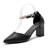 2024 New High-heeled Shoes Pointed Thick Heels Pumps Small Size Buckle Shoe Female Sandals Large Size 30 31 32 33 34 43 44 6