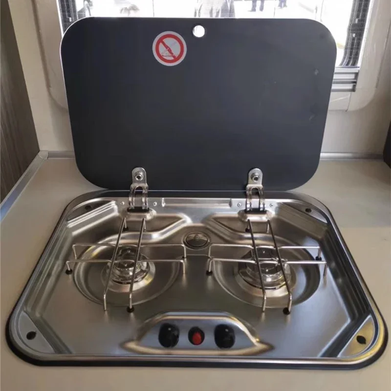 RV Stove Outdoor Stainless Steel Gas Double-headed 2*1.35KW Camping Car Kitchen