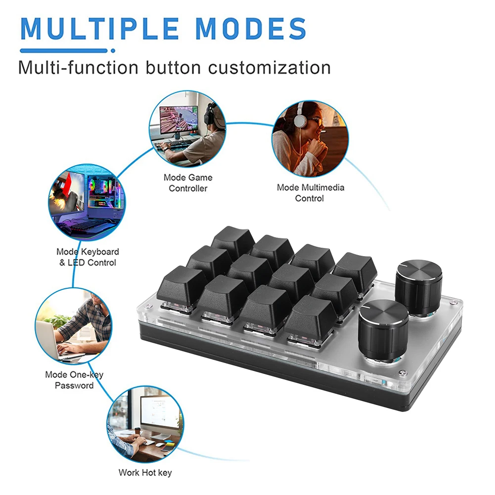 【Limited Time Only】 12 Key 2 Knob One Handed Mechanical Gaming Keyboard ...