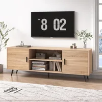 70 Inch Mid Century Modern TV Stand for 75 Inch TV, Wood TV Stand with Storage, Entertainment Center for Living Room Bedroom 2