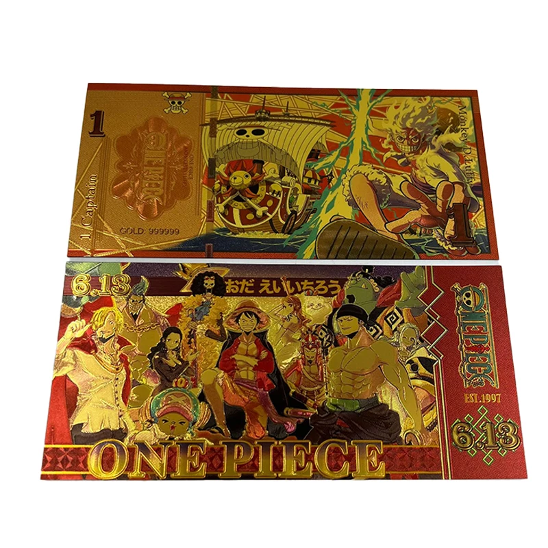 Anime One Piece Toy Golden Cards PVC Zoro Luffy Nika 10 Kinds Commemorative Banknote Collections Toys Gifts For Party