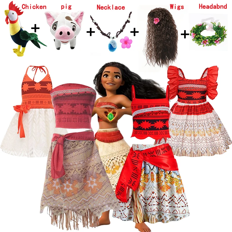 

Little Girls Moana Princess Dresses Costumes Cosplay Toddler Dress Vaiana Clothes Party for 3 6 8 10 Yrs Girl Outfit Gift