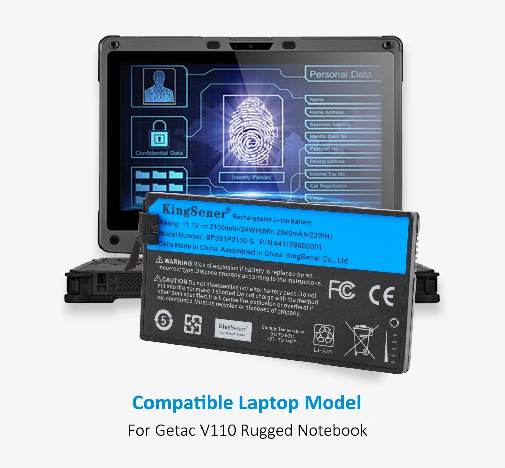 Notebook robusto, BP3S1P2100-S, 2100mAh, 11.1V, 24WH, 3 células, 441129000001