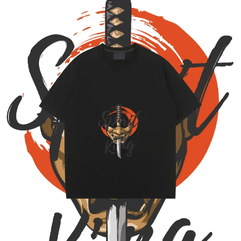 

Футболка мужская с круглым вырезом, Модная хлопковая тенниска в стиле хип-хоп, Самурай, катана, с коротким рукавом
