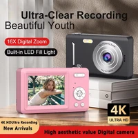 4K HD Digital Camera 16X Digital Zoom Portable 2.7in Flip Screen Students Video CCD Selfie Vlog Photography Camera