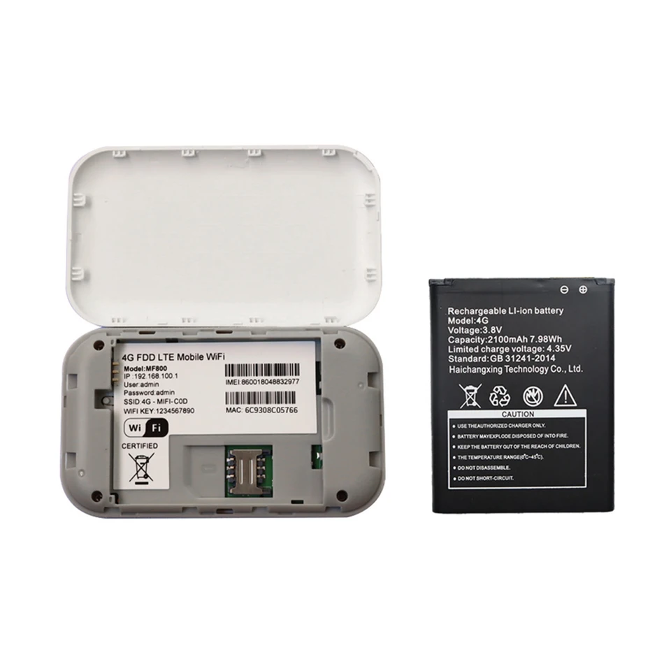 4G Lte Router Wireless Wifi 2100mAh Mobile Hotspot with SIM Card