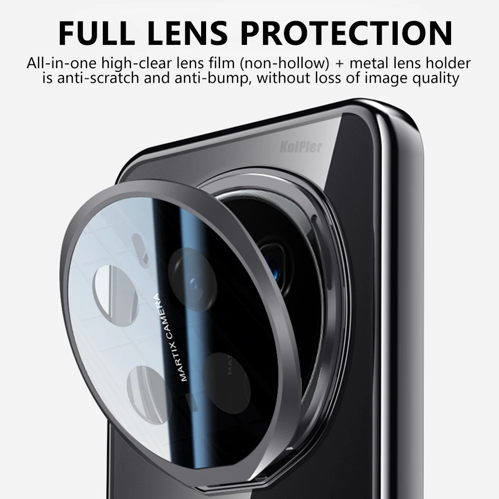 Luxury Plating Clear Case with Magnetic Alloy Lens Holder and Hard Back Cover