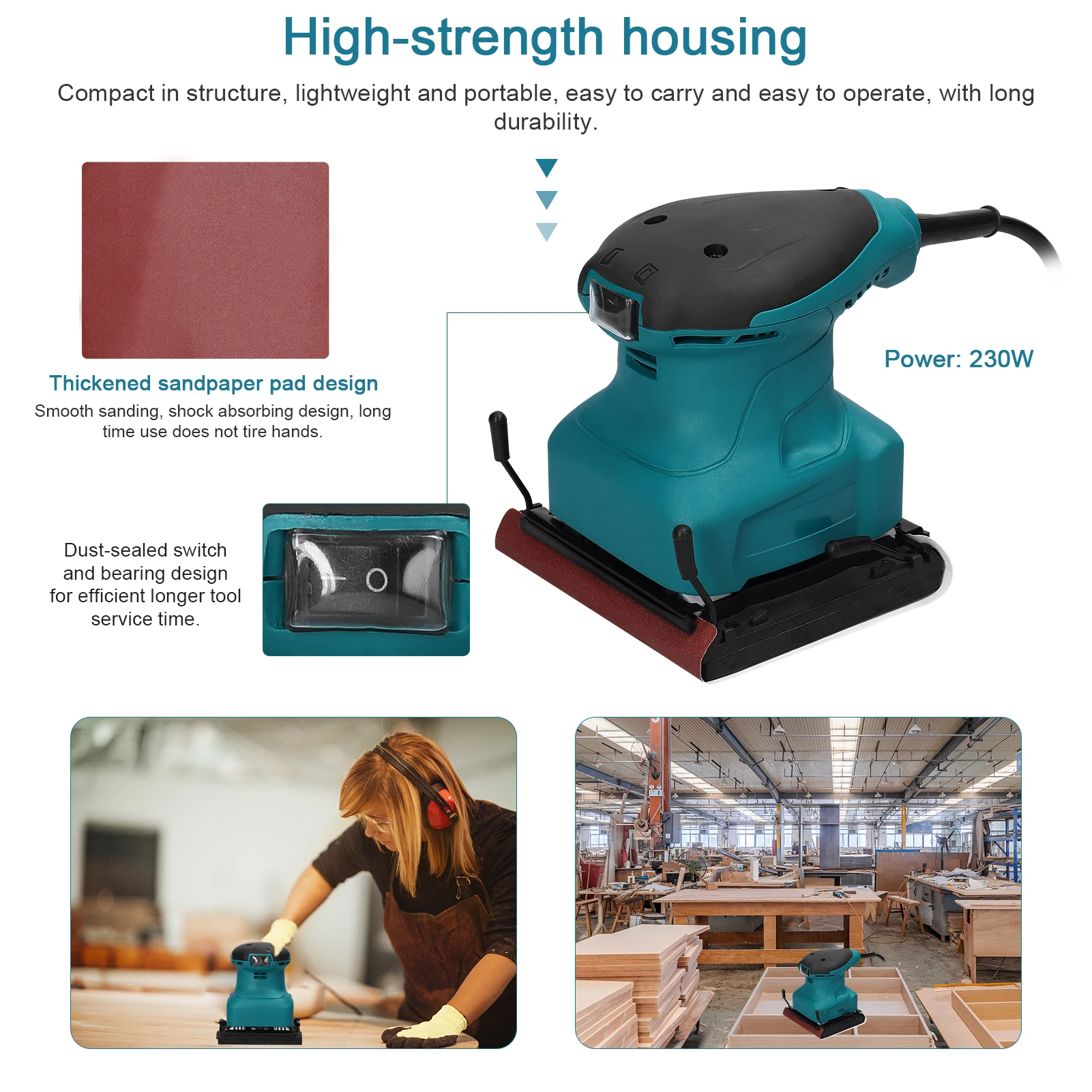 400W Orbital Sander Wood Grinder Electric Car Polisher Multifunctional Wood Metal Waxing Polishing Grinding Sanding Machine 3
