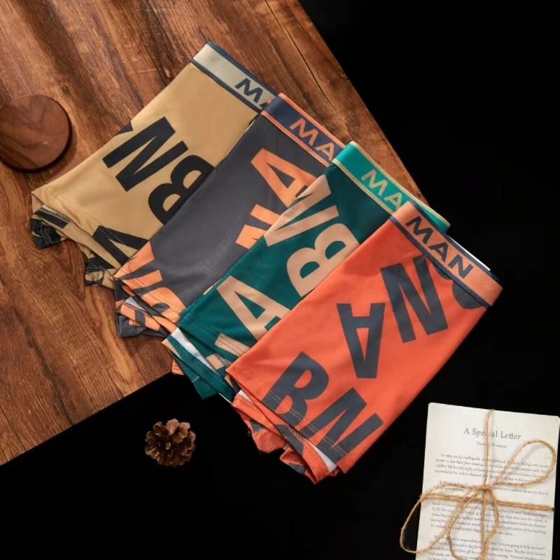 Boxer shorts 4 Pieces Men Underpants 4 Colors Mixing Sexy Soft Ice Silky Fashion Sports Casual L XL XXL