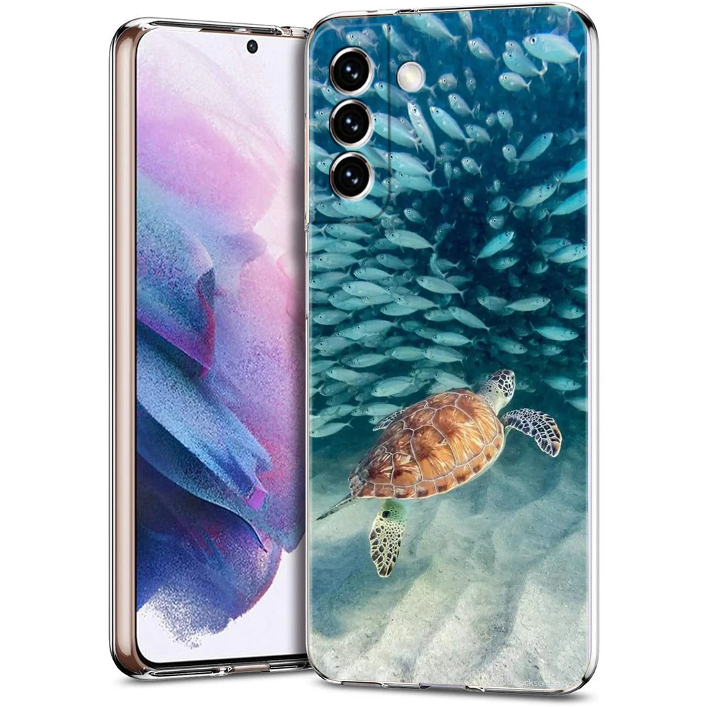 Ocean Blue Sea Turtle Cartoon Soft Clear Phone Case