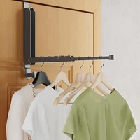 Folding Clothes Drying Rack, Aluminum Alloy Over The Door Hanger With Retractable Rod, Foldable Portable For Bathroom Promotion 1