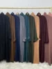 Chog omenRamadan Simple Open Abaya pour femmes, Dubaï, Turquie, Kaftan musulman pour femmes, Kimono, Robe modeste, Caftan Marocain, Vêtements Islamiques