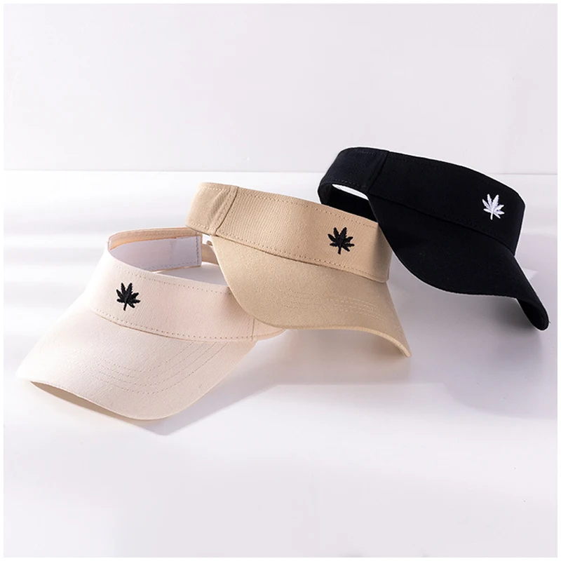 Summer Hats for Women Sun Visor Cotton Adjustable Embroidery Women's Summer Cap Top Empty Sport Golf Running Tennis Caps