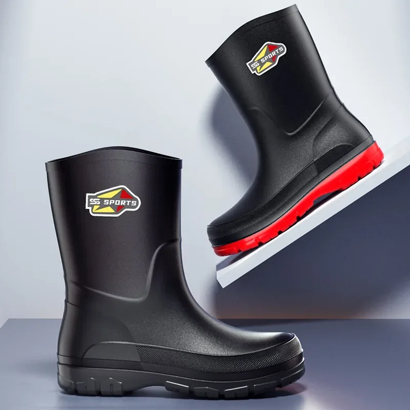 Bottes pêche mode homme mi-mollet éco-responsables - Chaussures grande taille 39-48 PVC antidérapantes plates