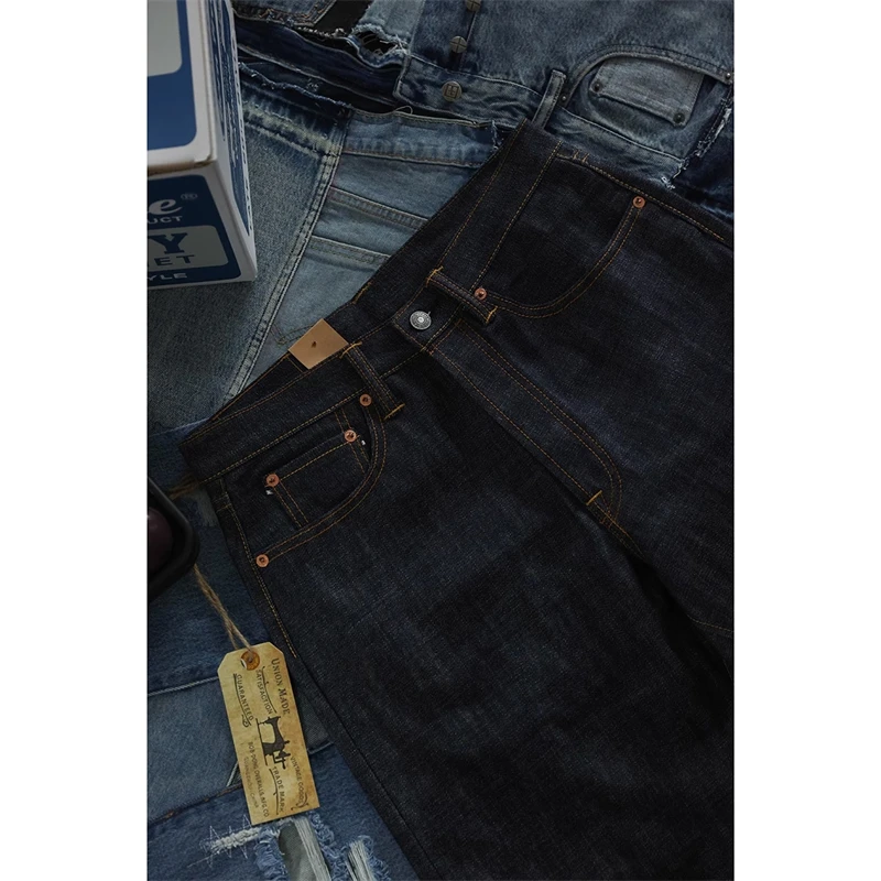 BOB DONG N3035 Men's Straight-Leg Jeans Selvage 15oz Unsanforized Denim Pants 3