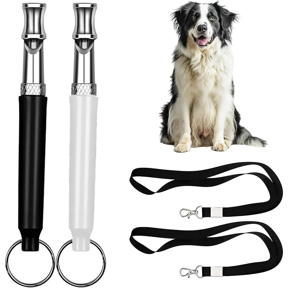 Dog Whistle with Black Lanyard Silent Training Stop Bark Control Tool for Dog Pet Obedience Training Whistle to Stop Barking
