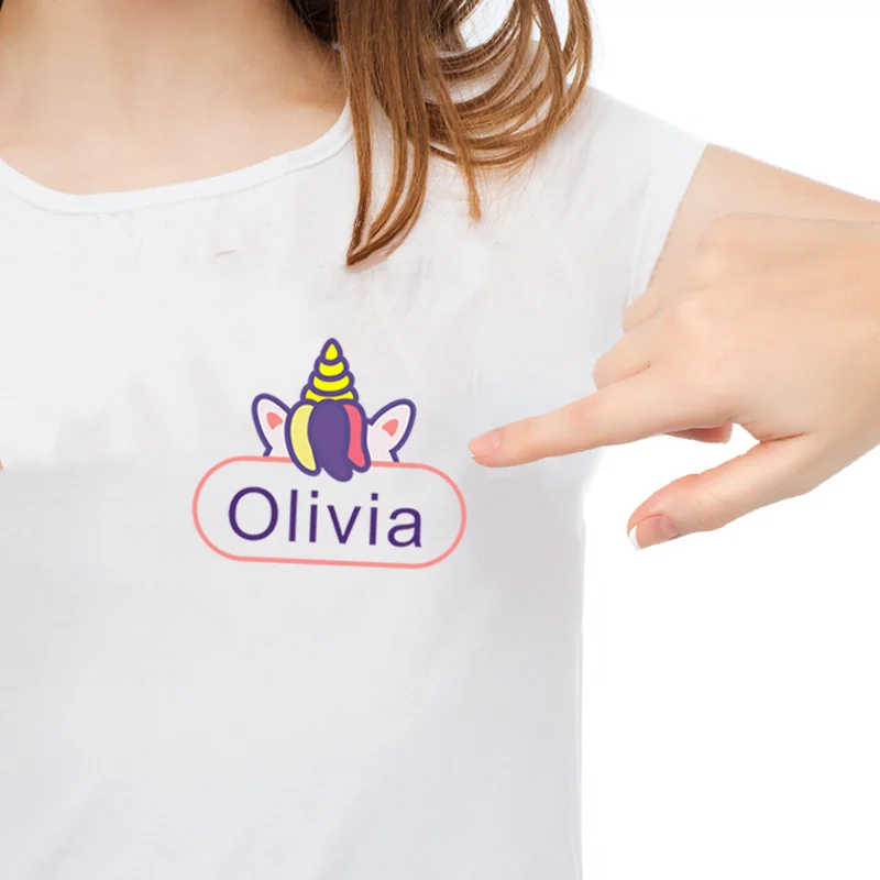 Kids Cute Nature Pattern Iron On Stickers Custom Name Labels Personalized Waterproof Tags For Children Clothes School Uniforms - Embroidery - AliExpress
