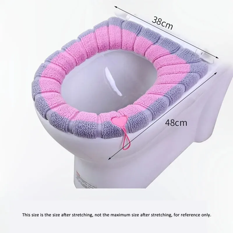 Toilet seat cover Toilet seat Knitted Warm With carry handle Fall and winter Enlarged Thickened Toilet cover pad Universal