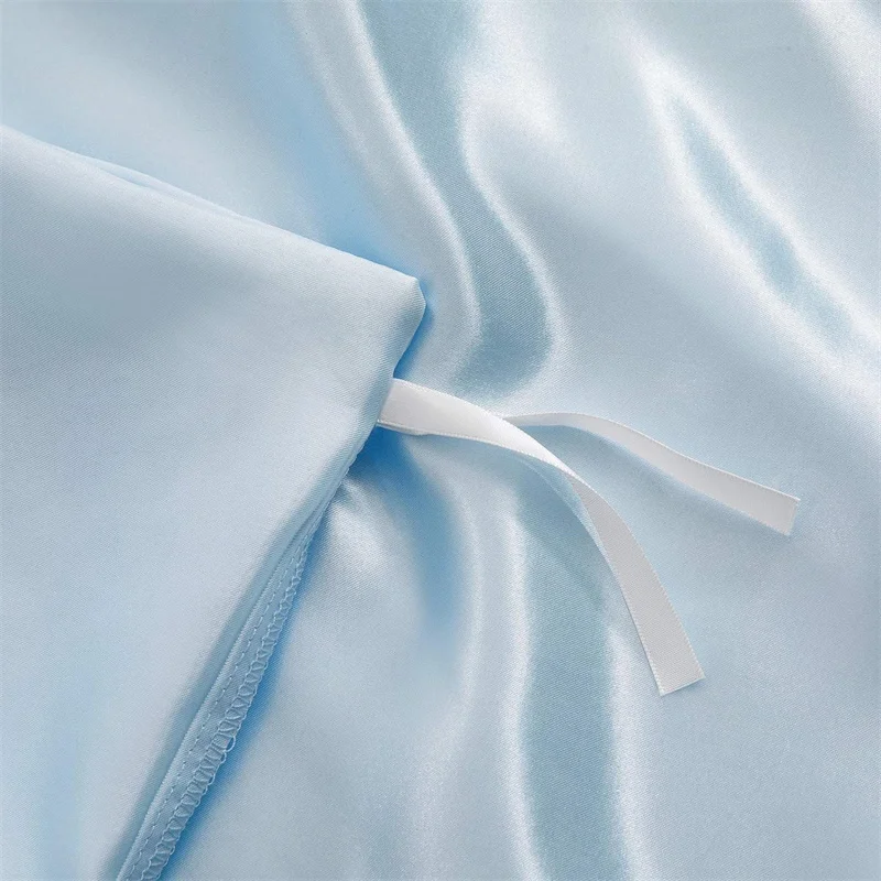 100% Silk 3pcs Bedding Set Natural Mulberry Silk Duvet Cover Set with 2pcs Pillowcase Solid Color Quilt Cover Pillow Case Luxury 6