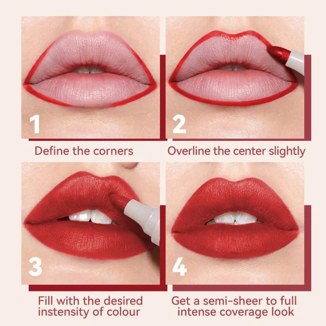 1Pc Sponge Head Liquid Lip Liner Marker Long Lasting Lip Stain Quick Drying Smudge Proof Natural Lipstick Pen Matte Makeup Tool