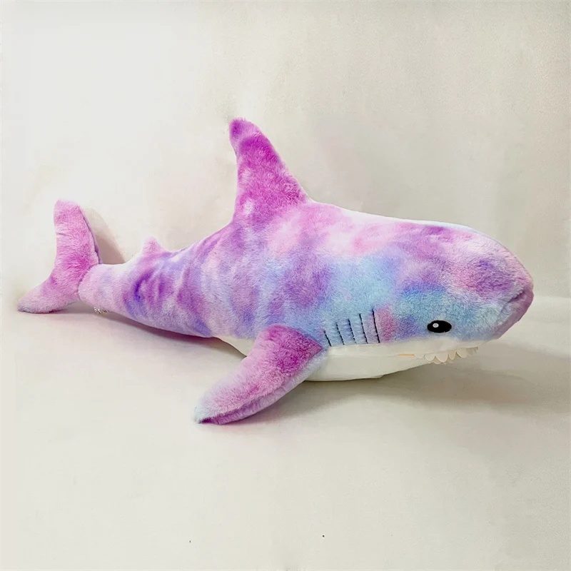 thumbnail image 1 of Peluche de tiburón colorido de 15 a 140 cm, animal de peluche azul, rosa y gris, muñeco suave de ballena, almohada para dormir, regalo kawaii para niños y niñas, 1 of 5