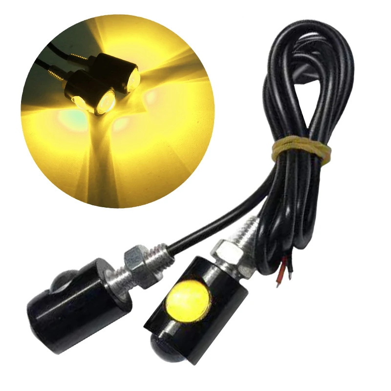 

2Pcs 12V Motorcycle LED Eagle Eye Light License Plate Lights Motorcross Bicycle Colorful Turn Signal Lamp Daytime Running Lamp
