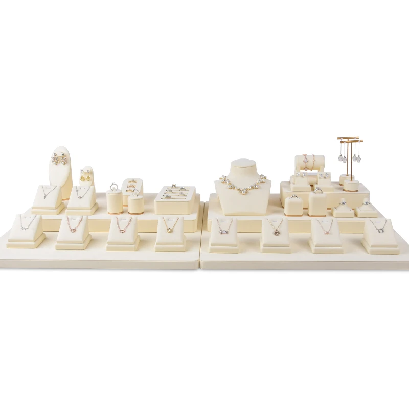 

Jinsky new arrival accept custom microfiber MDF jewelry display set for counter jewellery stands for jewelry showcase