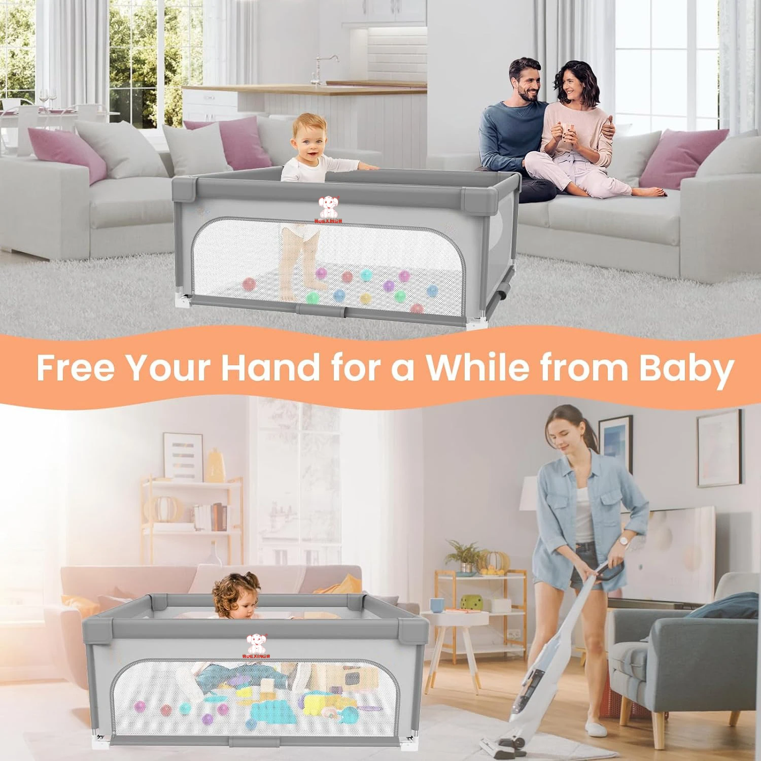 Foldable Baby Playpen Guardrail Playground Baby Safety Barrier baby corralitos Children toys Protector Barrier Playpen 47"X47"