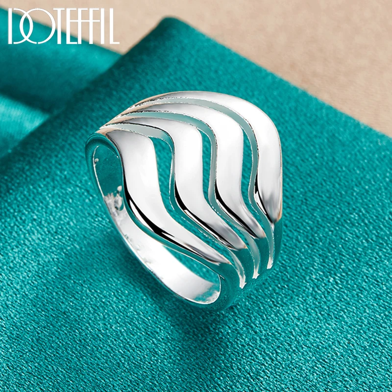 Silver Rings Silver Ring Wedding Rings 925 Sterling Silver Four Lines Smooth Ring For Woman Man