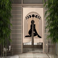 Nordic Wind Doorway Curtain Sun and Moon Woman Bohemian Kitchen Entrance Partition Split Hanging Half-Curtain Room Decor Noren 1