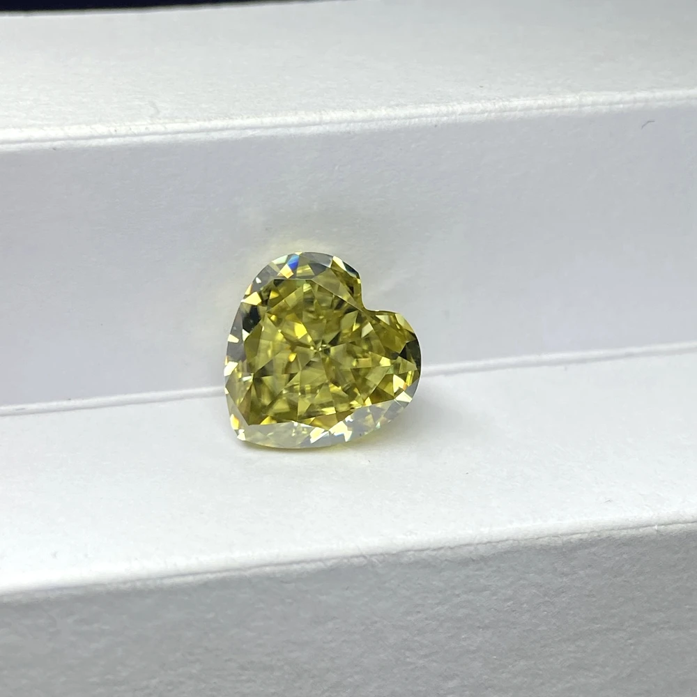 Mosanga Light Yellow Moissanite Heart Shape Loose Gemstone With GRA Certificate