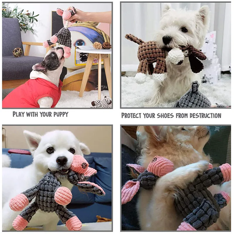 Funny Pet Toy Donkey Shape Corduroy Chew Toys for Dogs Puppy Squeaker Squeaky Plush Bone Molar Dog Toy Training Pets Supplies 5