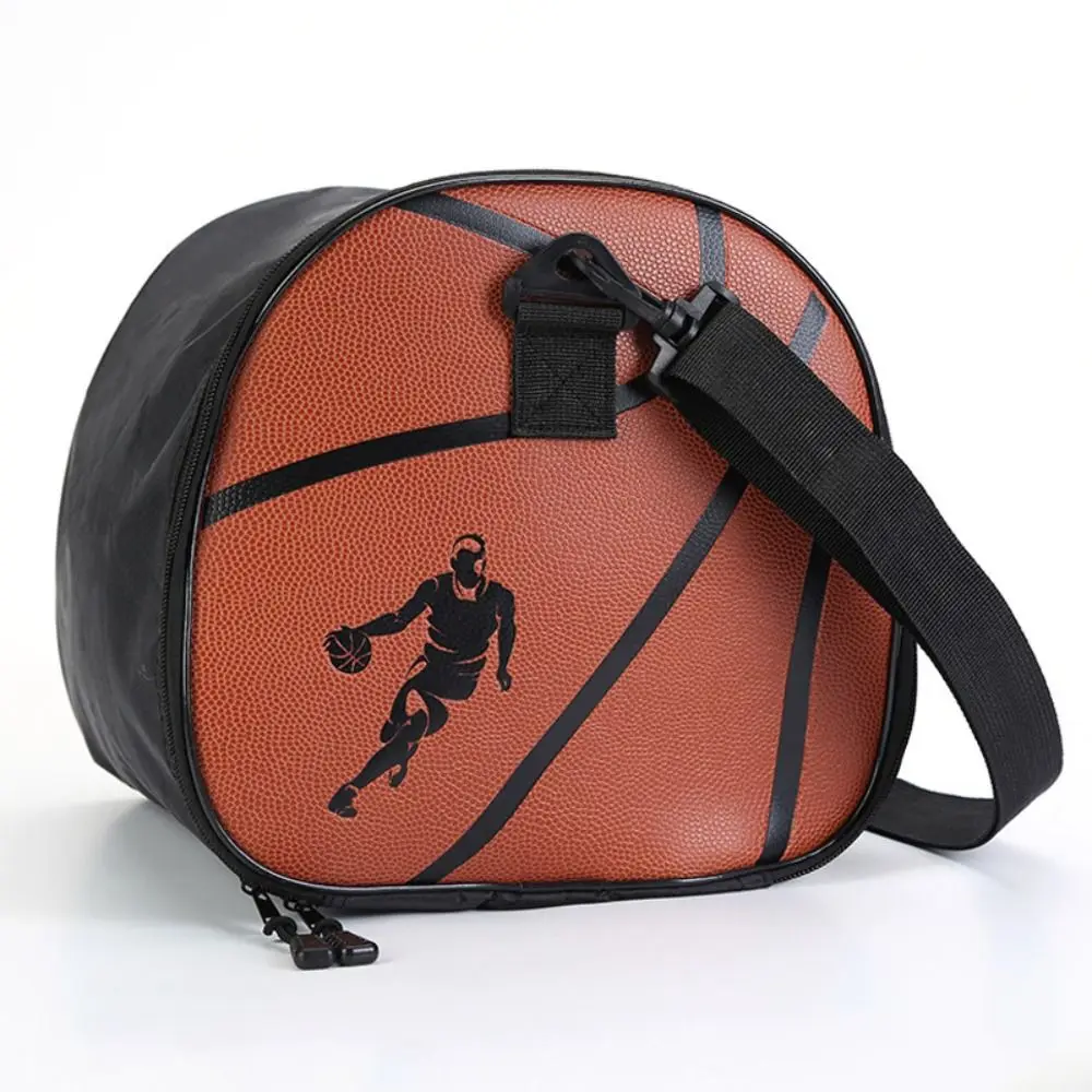 Large Capacity Basketball Pattern Bag Single Shoulder Zipper Pocket Crossbody Basketball Bag Lightweight PU Ball Storage Case