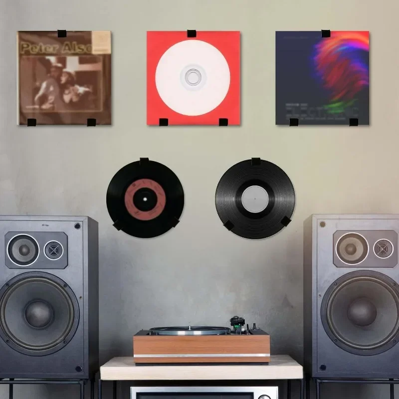 6/30PCS Acrylic Record Display Holder Self Adhesive Album Disc Rack Wall Mount Self Hook Multipurpose Poster Storage Float Shelf 5