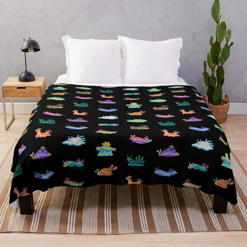 

Sea slug - black Throw Blanket fuzzy blanket