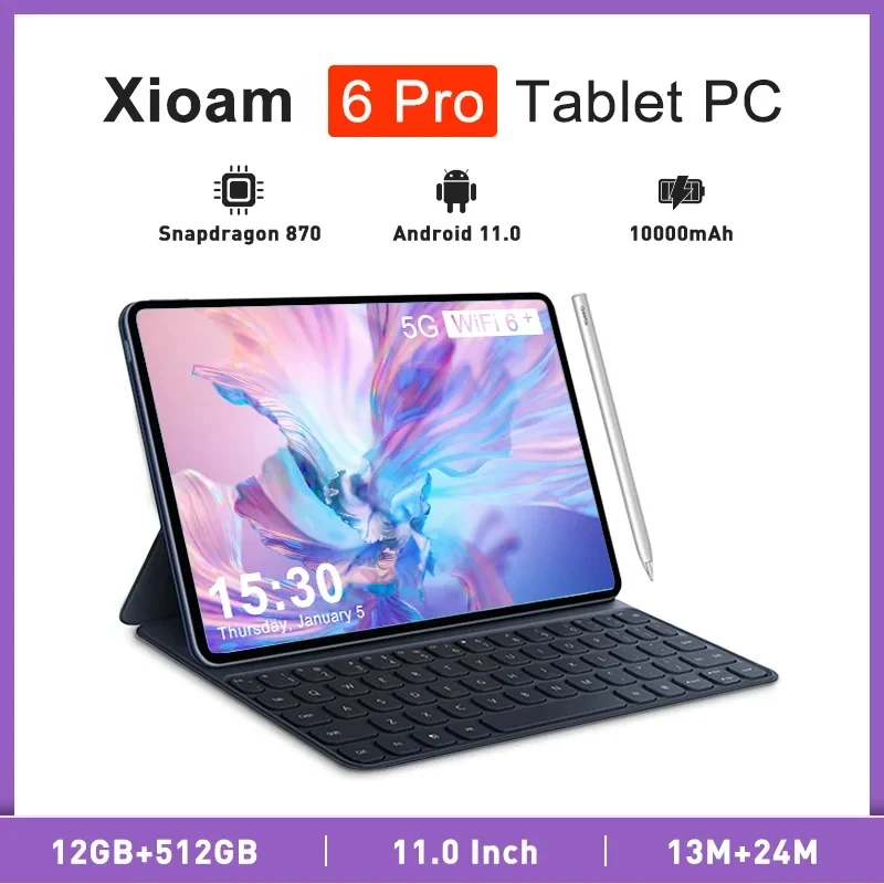 

New Global Pad 6 Pro Snapdragon 870 Android Tablet PC 16GB 1TB 5G Dual SIM Card Phone Call GPS Bluetooth WiFi Google HD 4K Mi