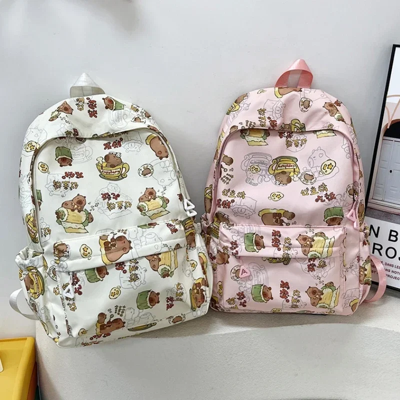 Kawaii Cartoon Capybara Backpack Funny Large Capacity Capybara School Bag Student Laptop Bag School Backpack for College Student 5